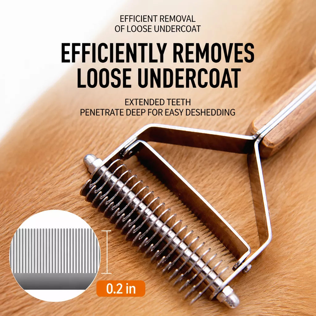 Double-Sided 20-Tooth Grooming Rake for Large Dogs & Long-Haired Cats