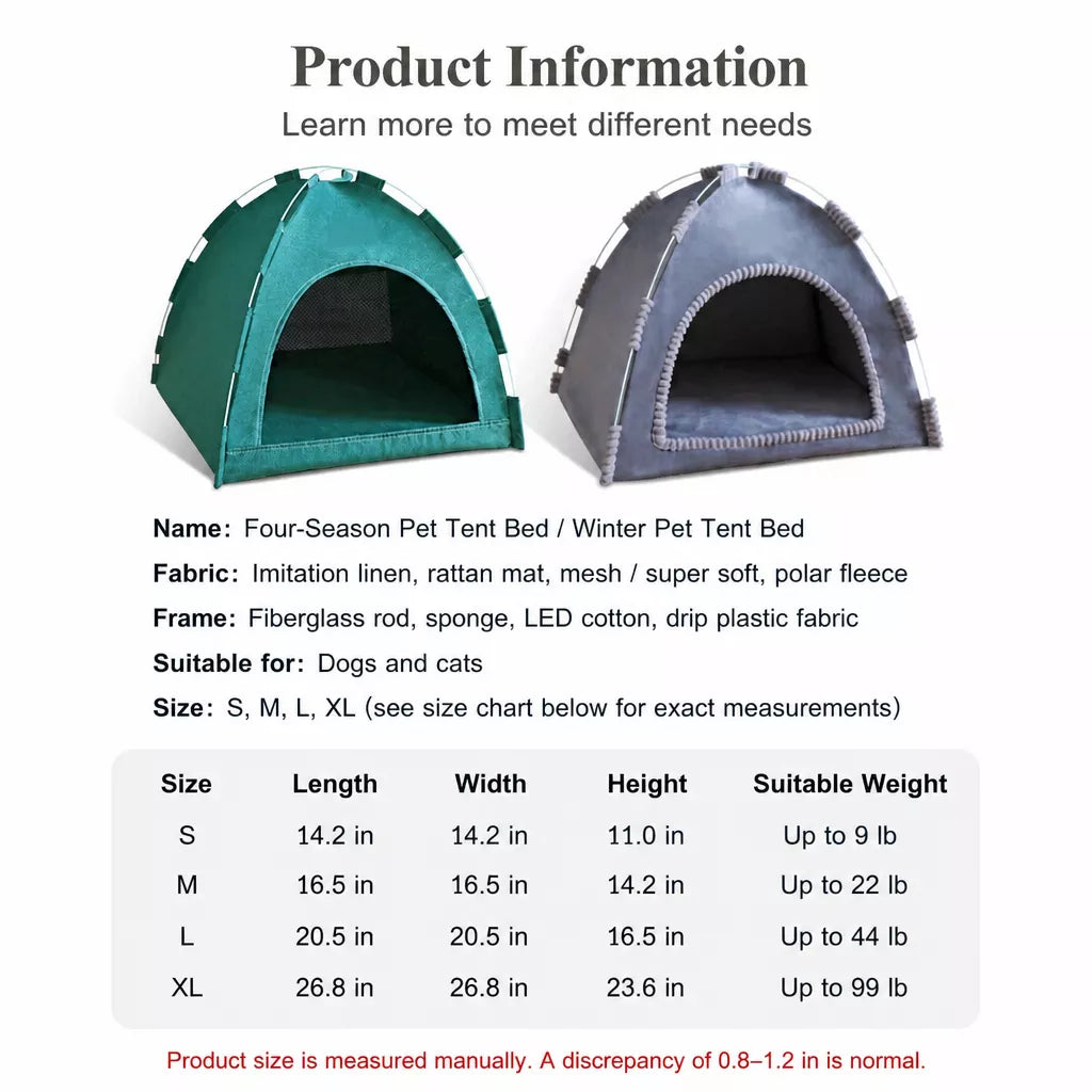 Foldable Pet Tent House with Washable Cover