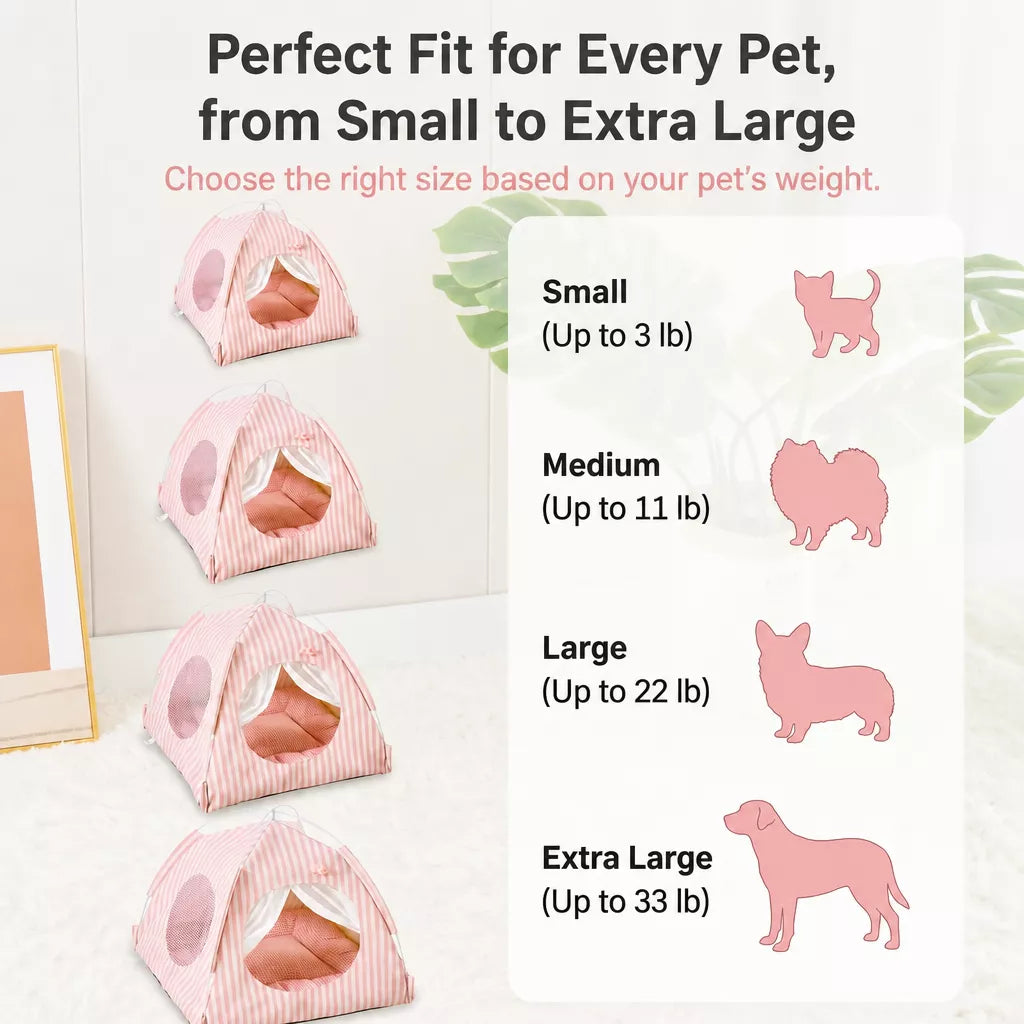 Indoor Tent Bed for Cats & Dogs with Washable Cover
