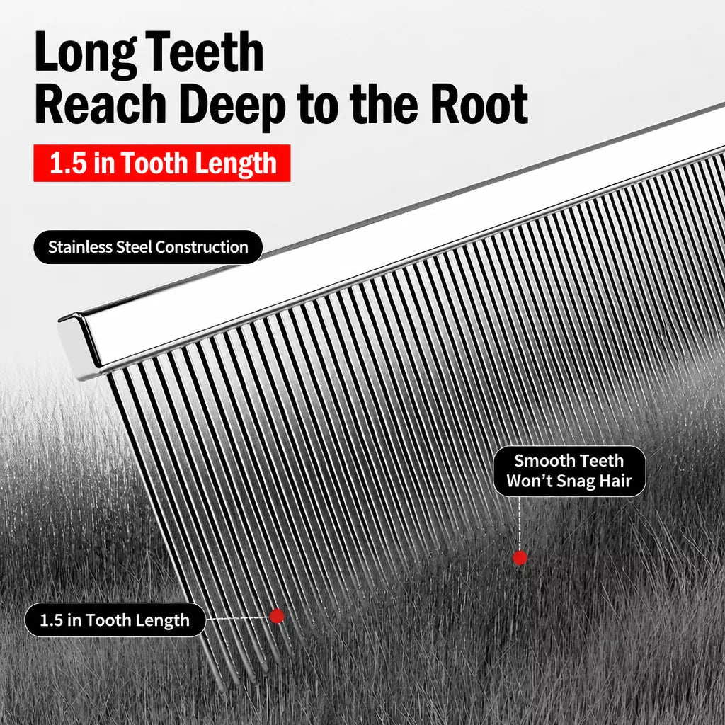 Fine-Tooth Pet Grooming Comb for Long-Haired Cats and Dogs