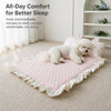 Cotton-Linen Pet Bed Mat with Bunny-Ear Pillow for Cats & Dogs