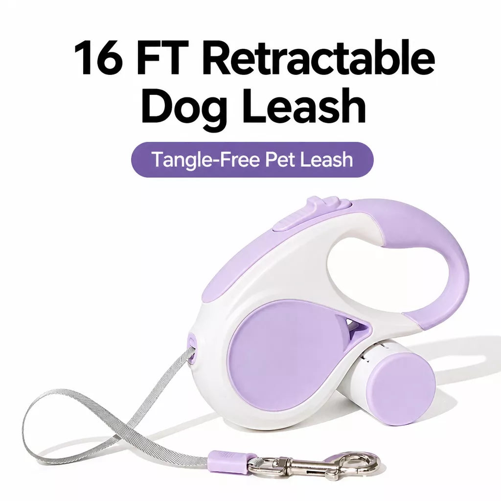 Retractable Dog Leash with Waste Bag Dispenser