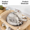 Two-Tier Solid Wood Cat Bed with Scratching and Rattan Mats
