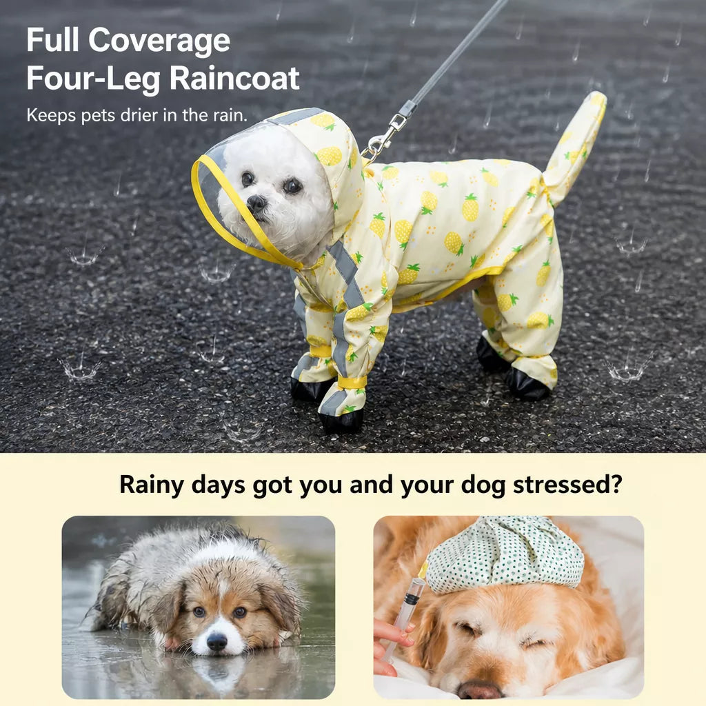 Full-Coverage Waterproof Four-Leg Raincoat for Small Dogs