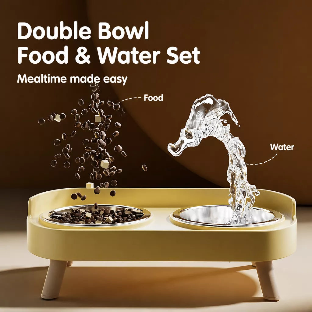 Stainless Steel Dog Bowl with Plastic Stand for Small Dogs