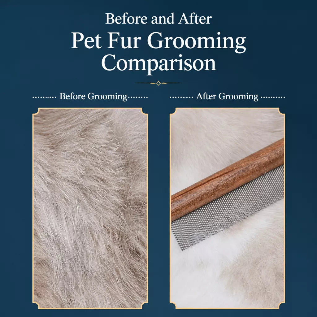 Wooden Cat Grooming Comb for Detangling and Loose Hair