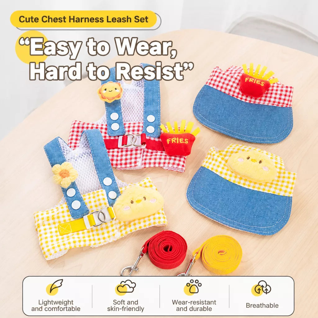 Pet Harness Vest, Leash & Hat Sets for Cats and Dogs
