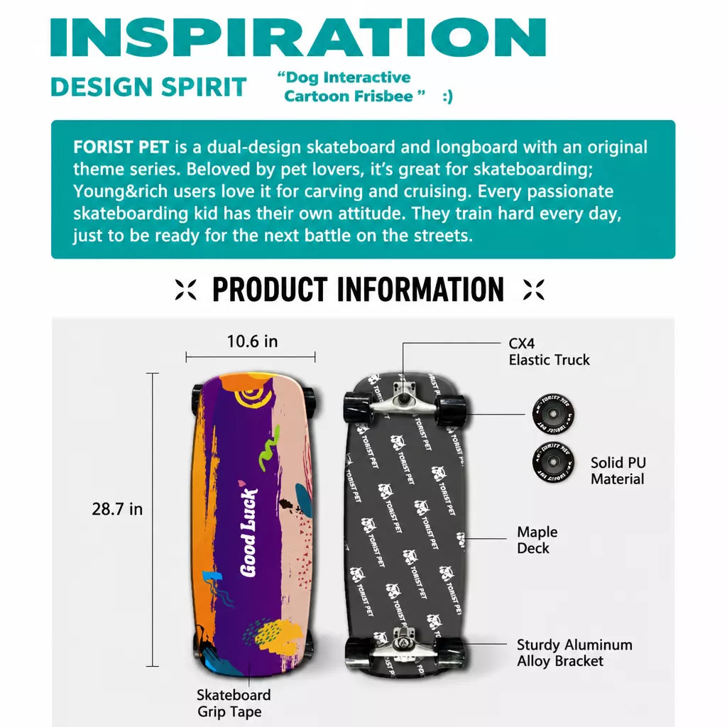 Dog Skateboard Toy with Two-Way Steering