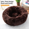 Round Faux Plush Pet Bed for Cats and Dogs Up to 38 lb