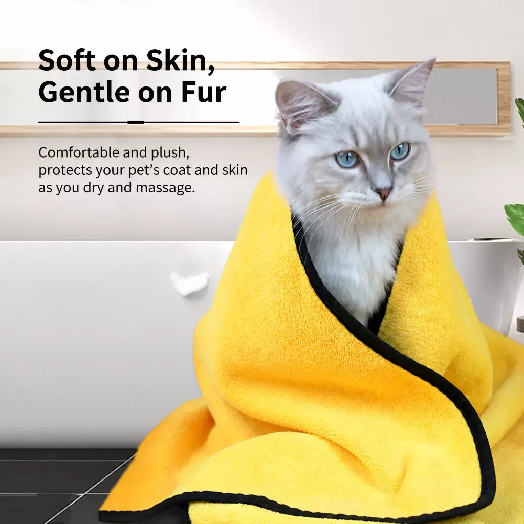 Quick-Dry Polyester Pet Bath Towel for Dogs & Cats