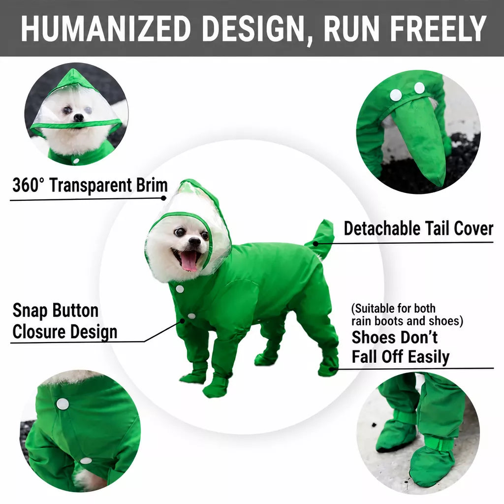 Four-Leg Waterproof Raincoat for Small Dogs