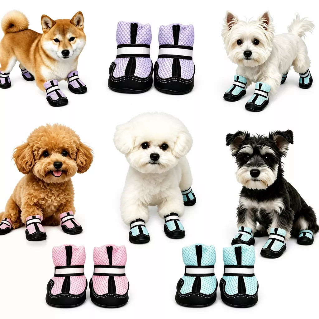 Breathable Mesh Dog Shoes with Zipper Closure