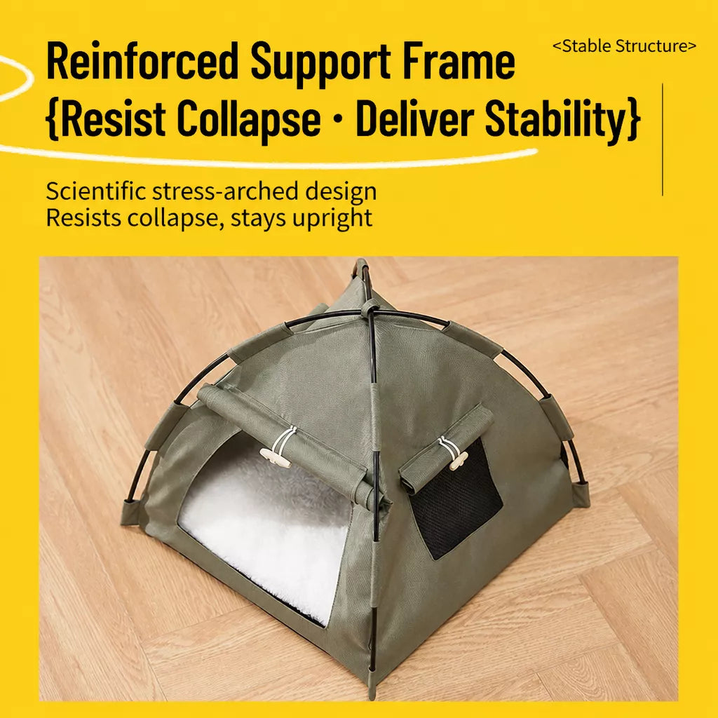 Semi-Enclosed Pet Tent Bed with Window for Small Dogs and Cats