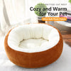 Round Faux Plush Pet Bed for Cats and Dogs Up to 38 lb