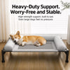 Elevated Faux Leather Pet Bed with Three-Sided Support