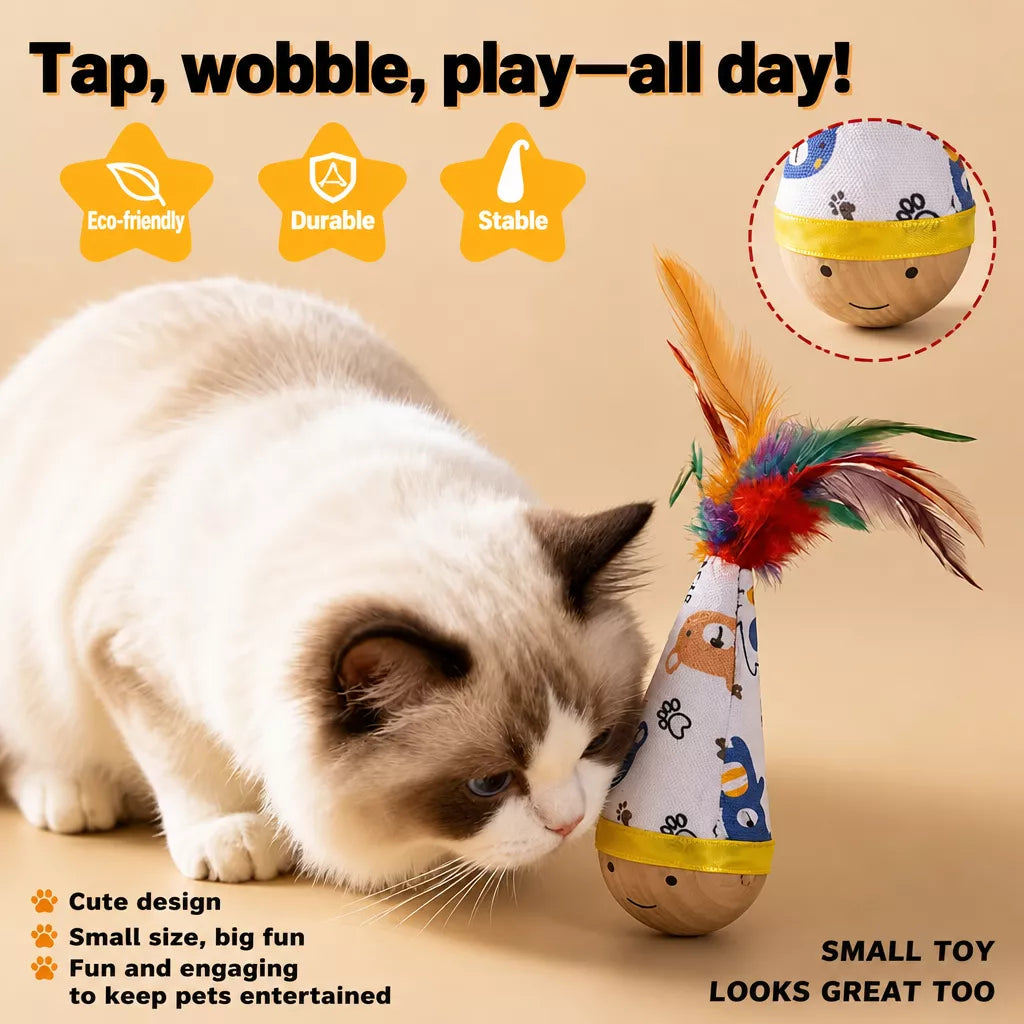 Interactive Wobble Feather Cat Toy for Batting and Pouncing