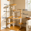 Solid Wood Cat Tree with Scratching Post, Cat House & Platforms