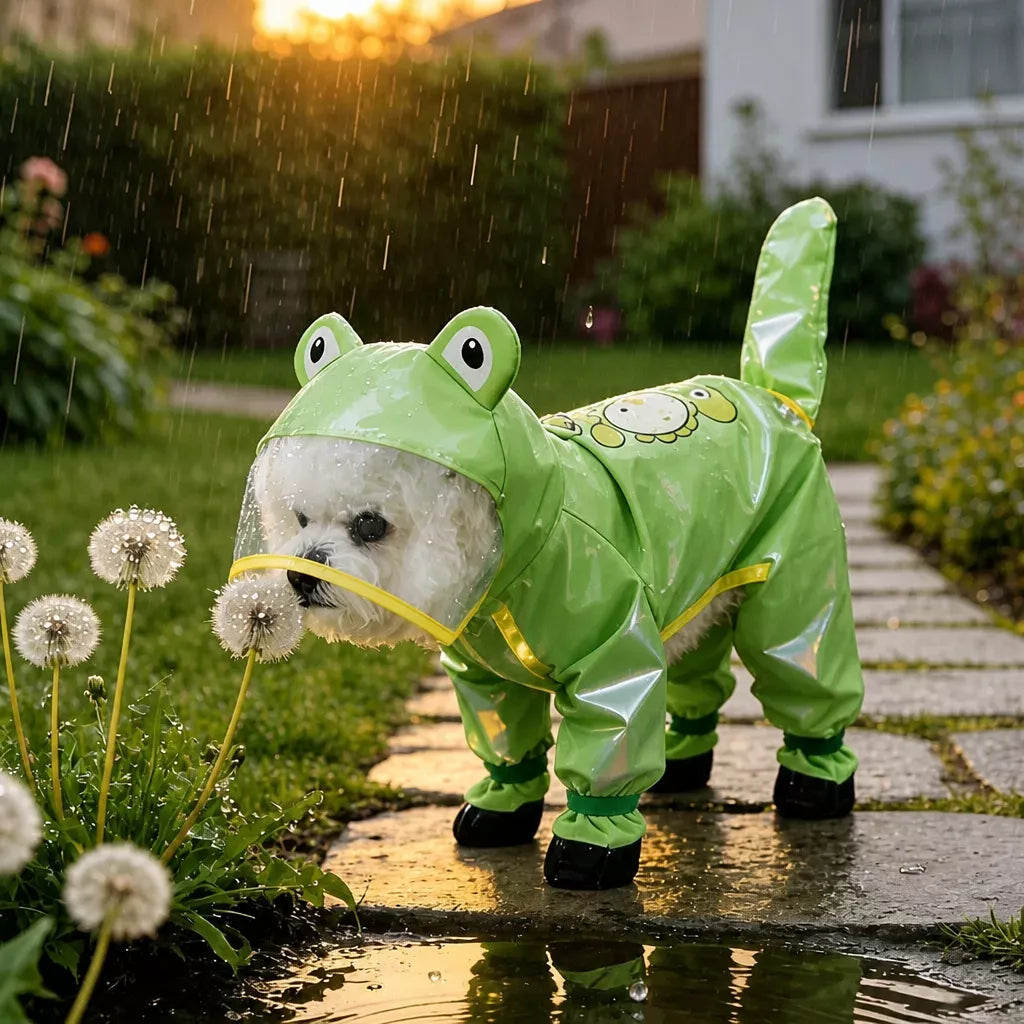 Frog-Style Full-Coverage Raincoat for Small Dogs