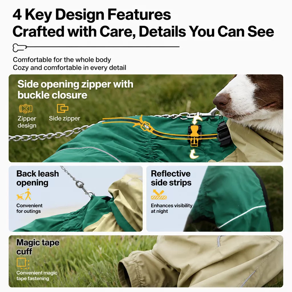 Four-Leg Dog Raincoat for Medium to Large Dogs