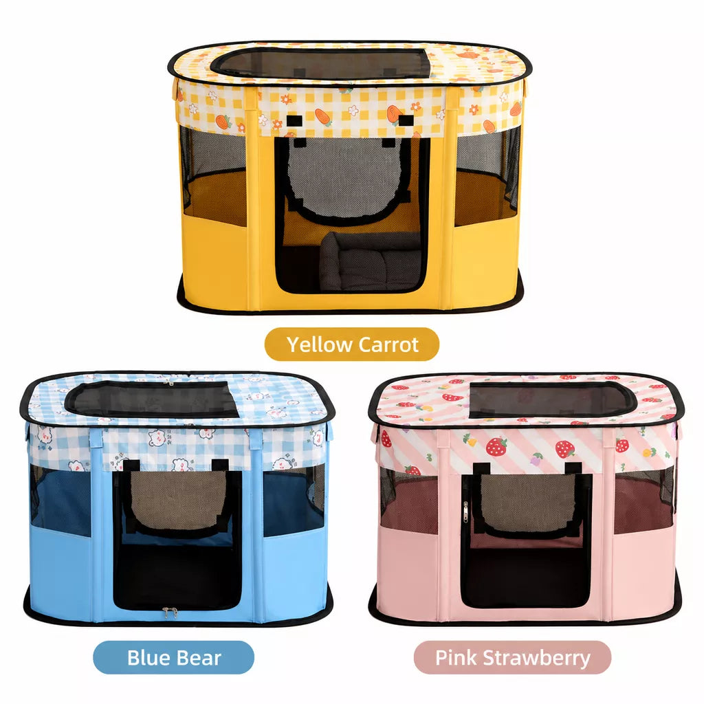 Foldable Two-Compartment Cat House for Mother Cats and Kittens