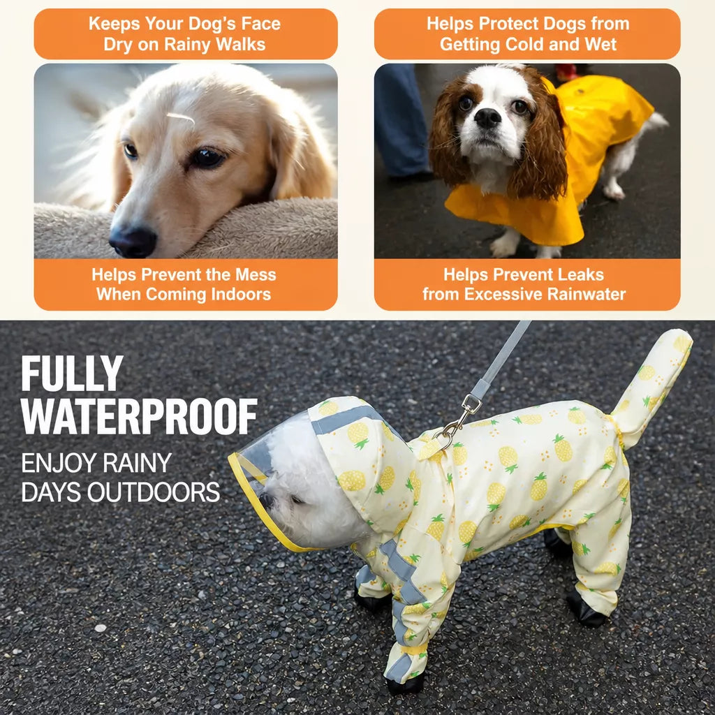 Full-Coverage Waterproof Four-Leg Raincoat for Small Dogs