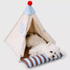 Semi-Enclosed All-Season Cotton-Linen Pet Bed for Cats and Small Dogs