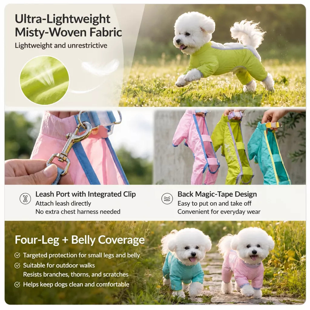 Synthetic Leather Four-Leg Dog Jumpsuit for Outdoor Walks