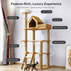 Solid Wood Cat Tree with Bed and Scratching Posts