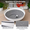 Faux Cotton-Linen Cat Bed with Built-In Scratcher