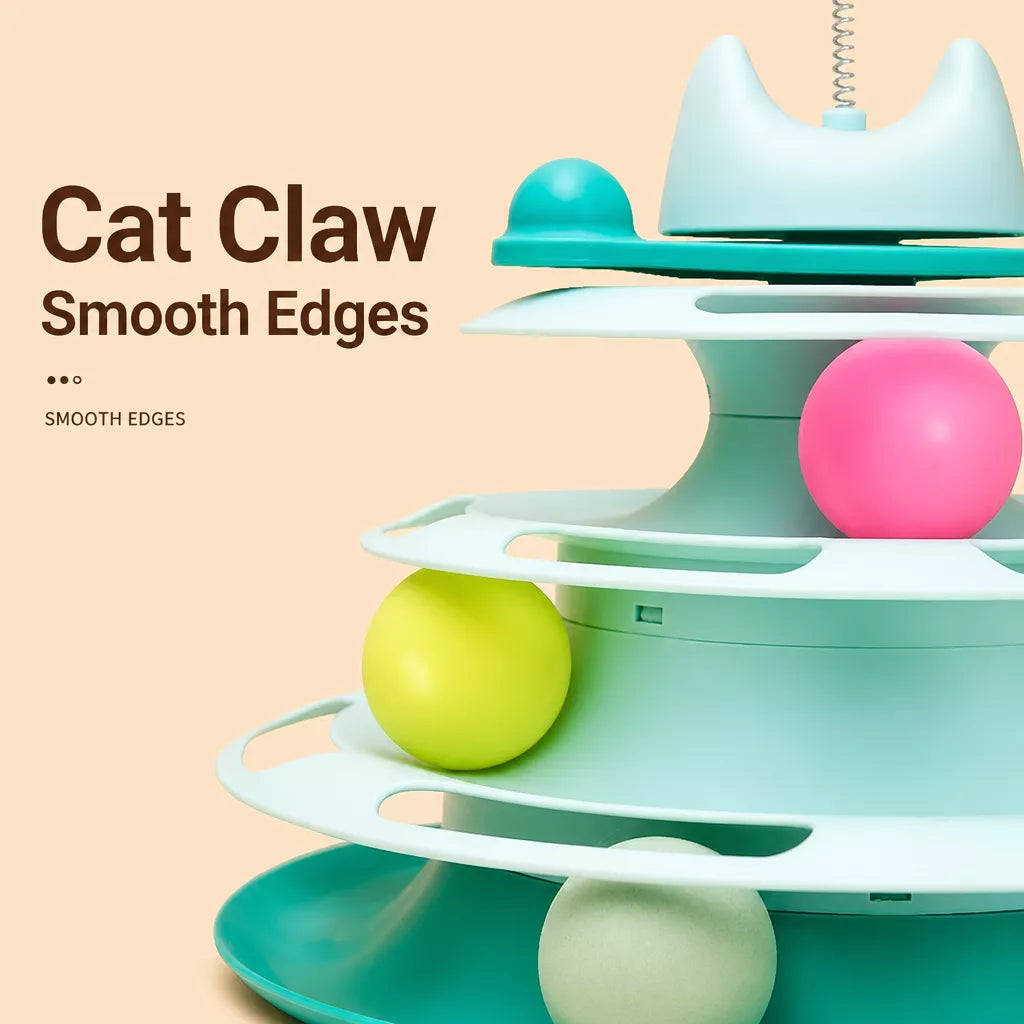 Cat Spinning Wheel Toy with Feather Wand and Play Balls
