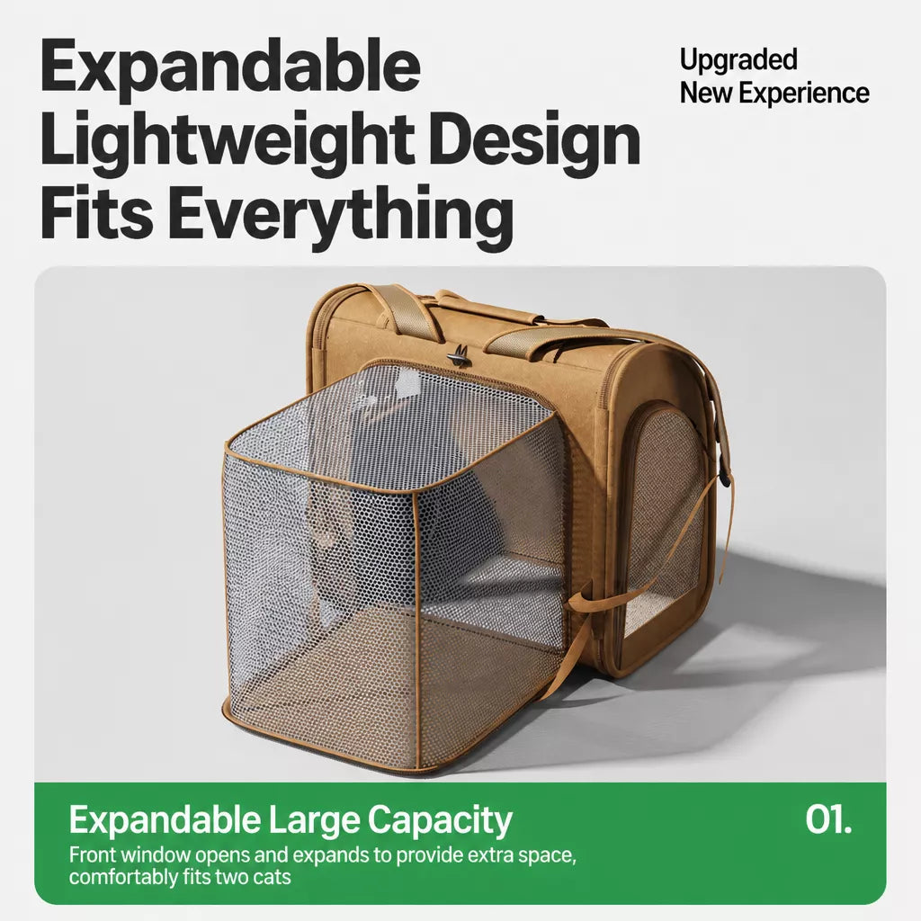 Expandable Cat Carrier Backpack with Ventilation