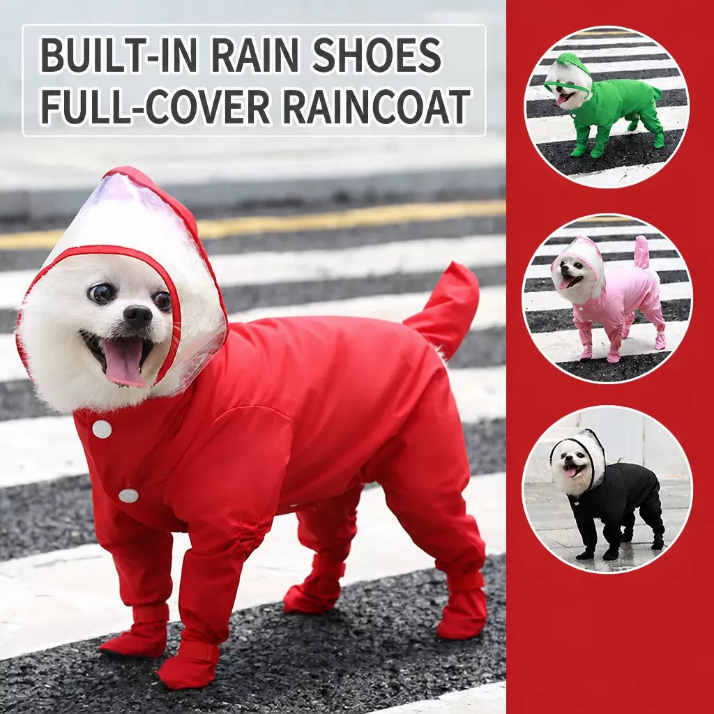 Waterproof Full-Coverage Raincoat with Leg Coverage for Small Dogs