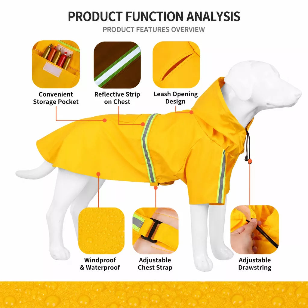 Hooded Reflective Dog Rain Cape