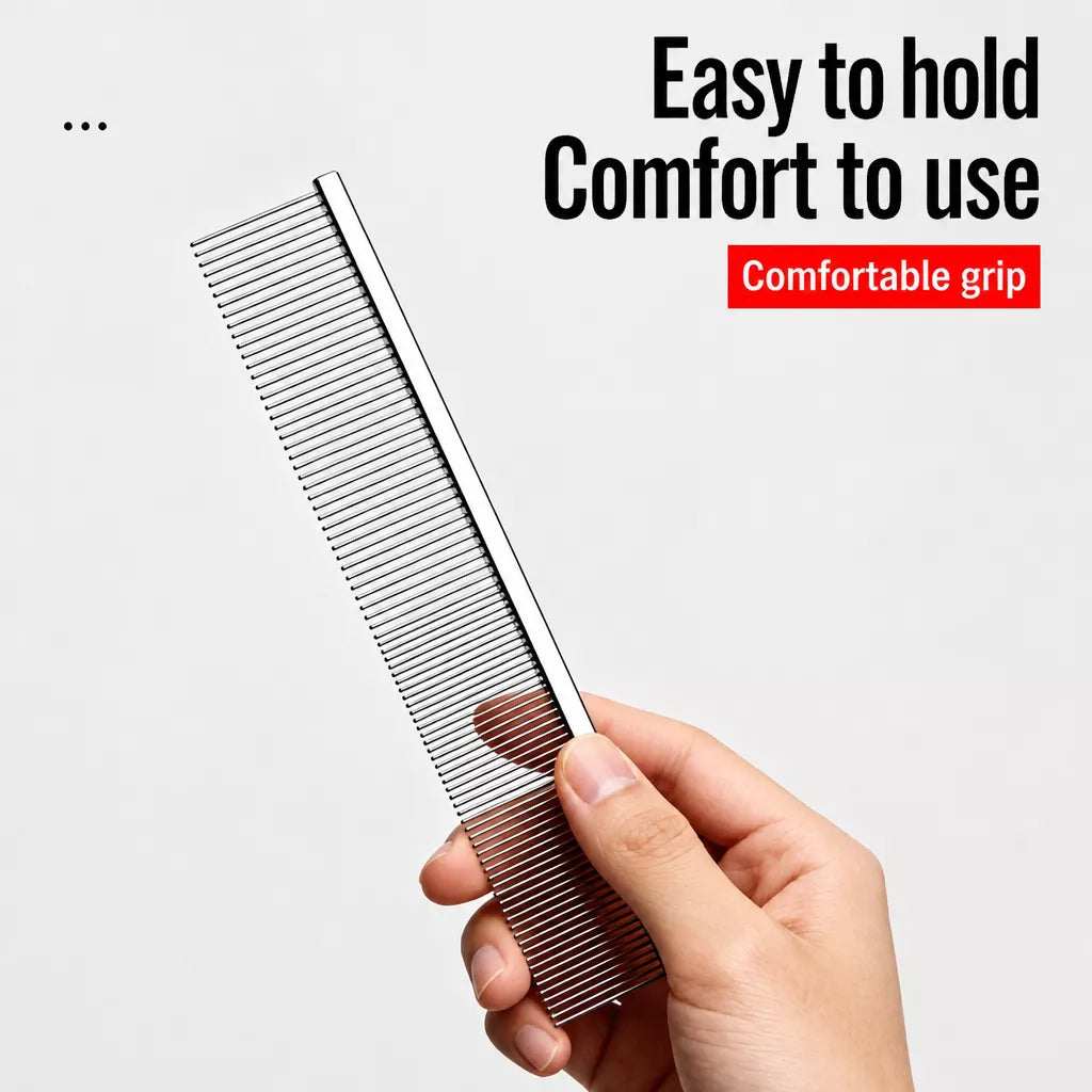 Fine-Tooth Pet Grooming Comb for Long-Haired Cats and Dogs