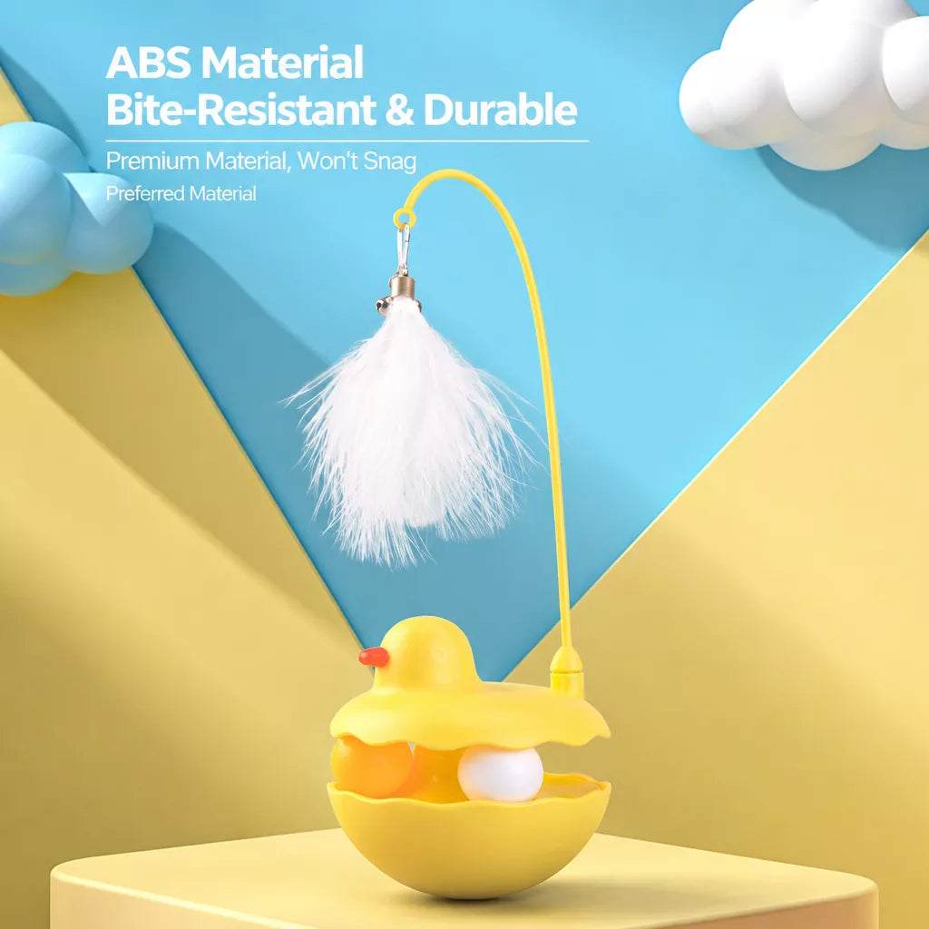 Interactive Wobble Cat Toy with Feather Teaser
