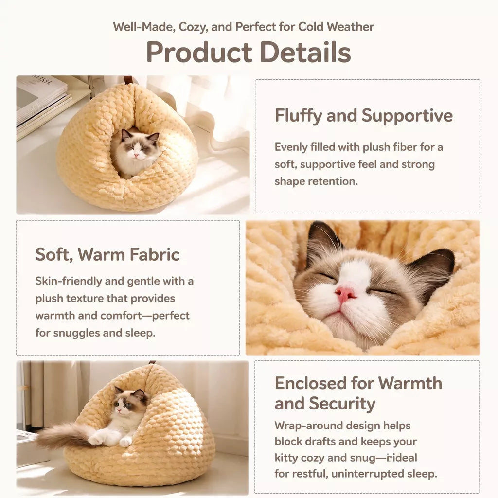 Enclosed Chicken-Shaped Cat Bed with Plush Interior