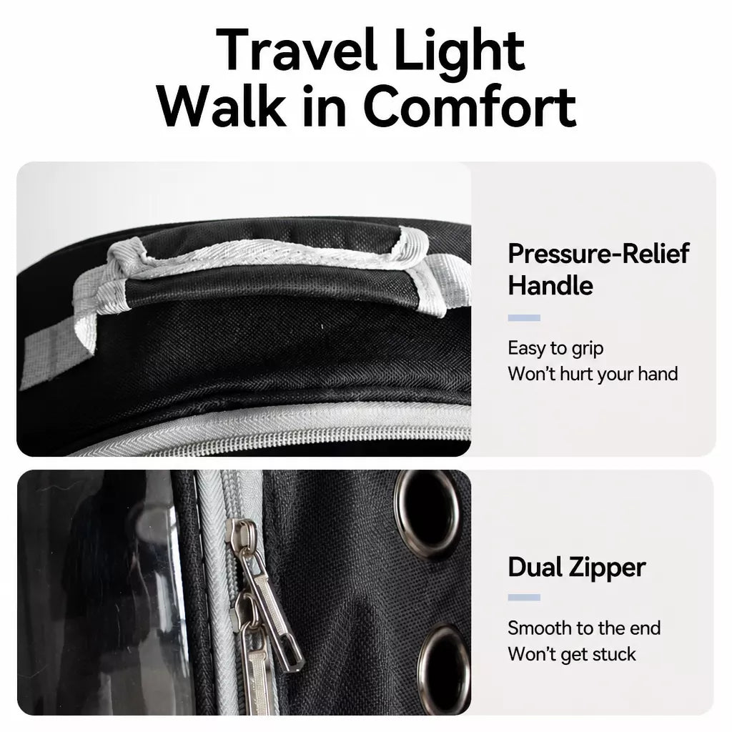 Cat Backpack Carrier with Panoramic Window and Side Vents