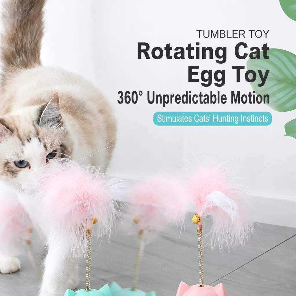 Cat Wobble Toy with Feather and Bell