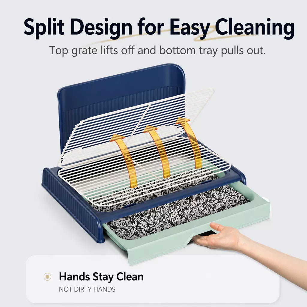 Plastic Dog Potty Tray with Wall Options and Pull-Out Drawer
