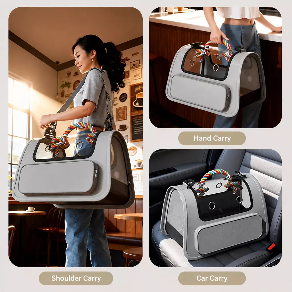 Breathable Pet Carrier Backpack with Handheld Carry Option