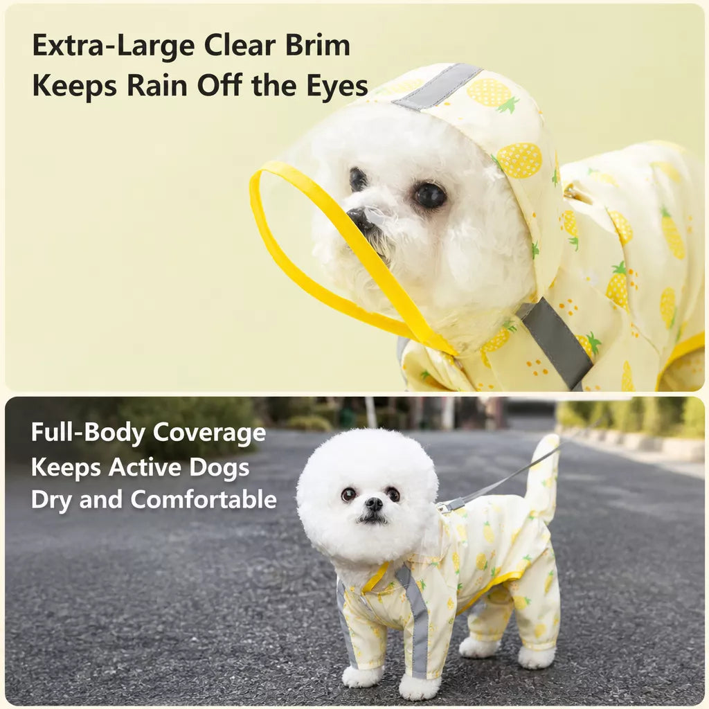 Full-Coverage Waterproof Four-Leg Raincoat for Small Dogs