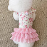 Floral Pet Dress with Leash Clip for Cats and Small Dogs