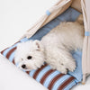Semi-Enclosed All-Season Cotton-Linen Pet Bed for Cats and Small Dogs