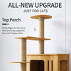 Solid Wood Cat Tree with Bed and Scratching Posts