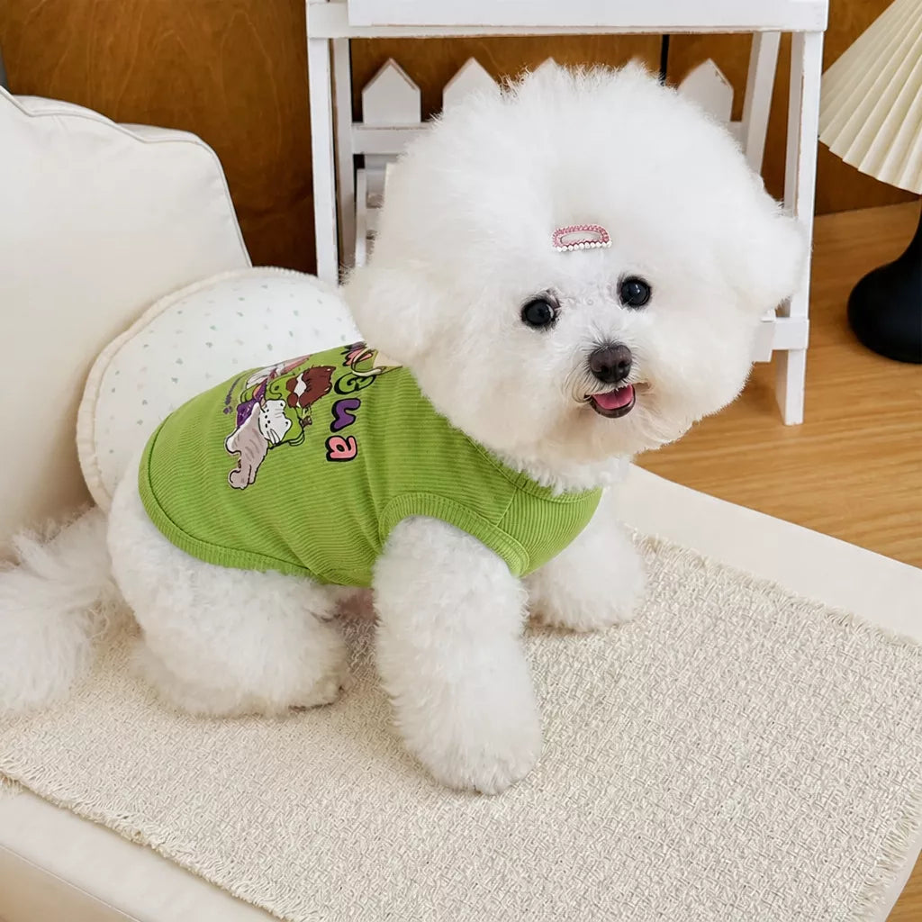 Lightweight Cotton Dog Tank Top with Ruffle Trim