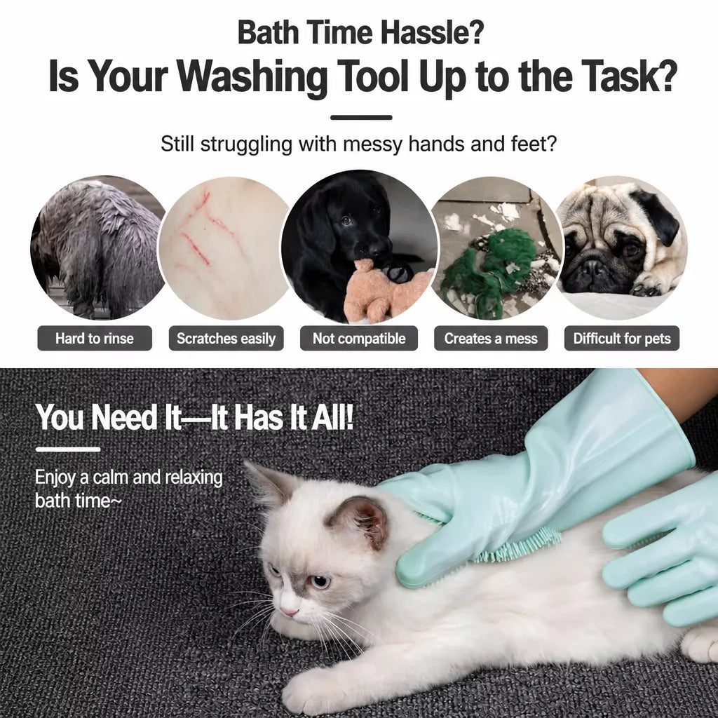 Pet Bathing Gloves for Dogs and Cats