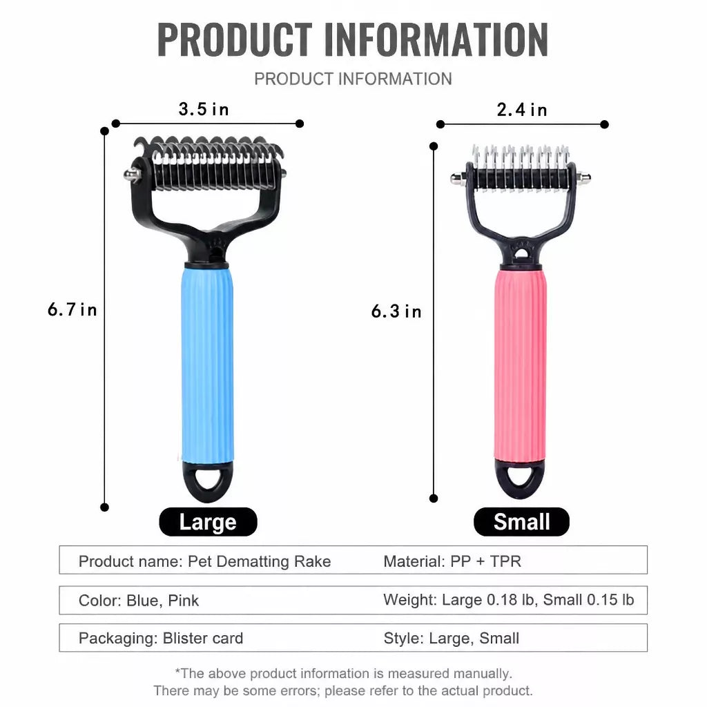 Pet Detangling and Deshedding Comb for Dogs and Cats