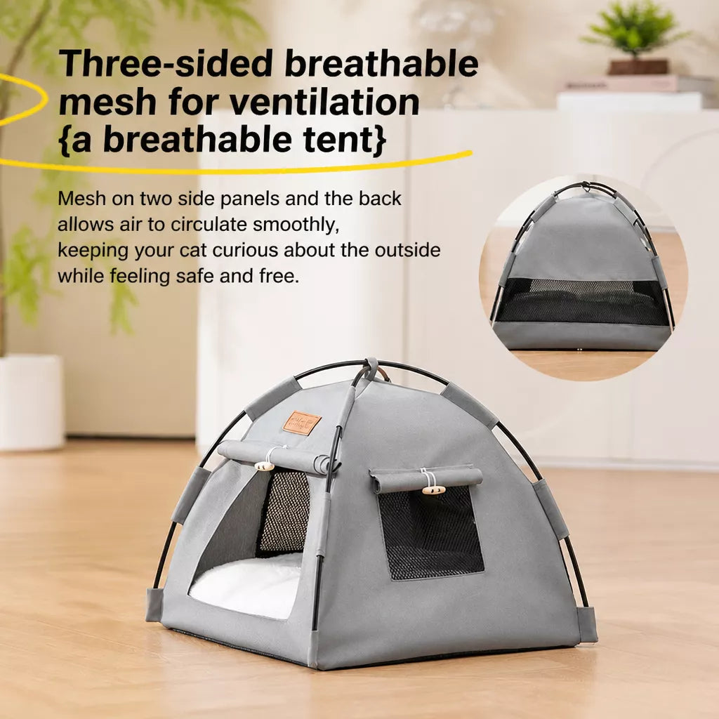 Semi-Enclosed Pet Tent Bed with Window for Small Dogs and Cats