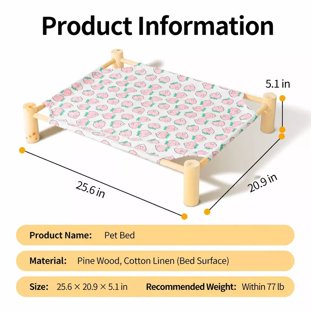 Wood-Frame Cot-Style Pet Bed with Polyester Cover