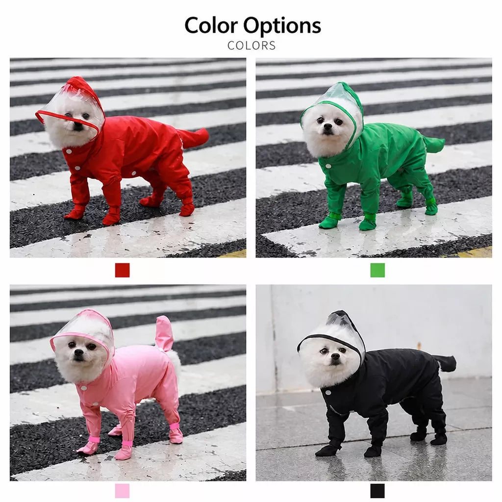 Waterproof Full-Coverage Raincoat with Leg Coverage for Small Dogs